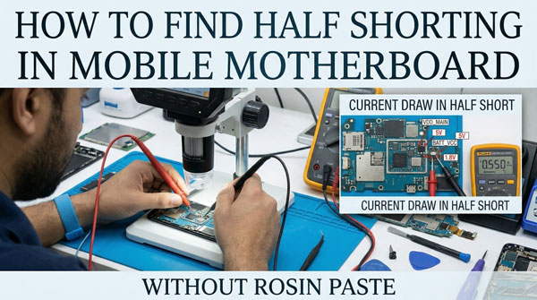 How to find half shorting in mobile motherboard without rosin paste